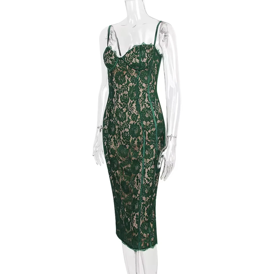 

Summer Midi Green Dress Elegant Spaghetti Strap Wedding Guest Party Dresses Sexy Birthday Dresses for Women 2025