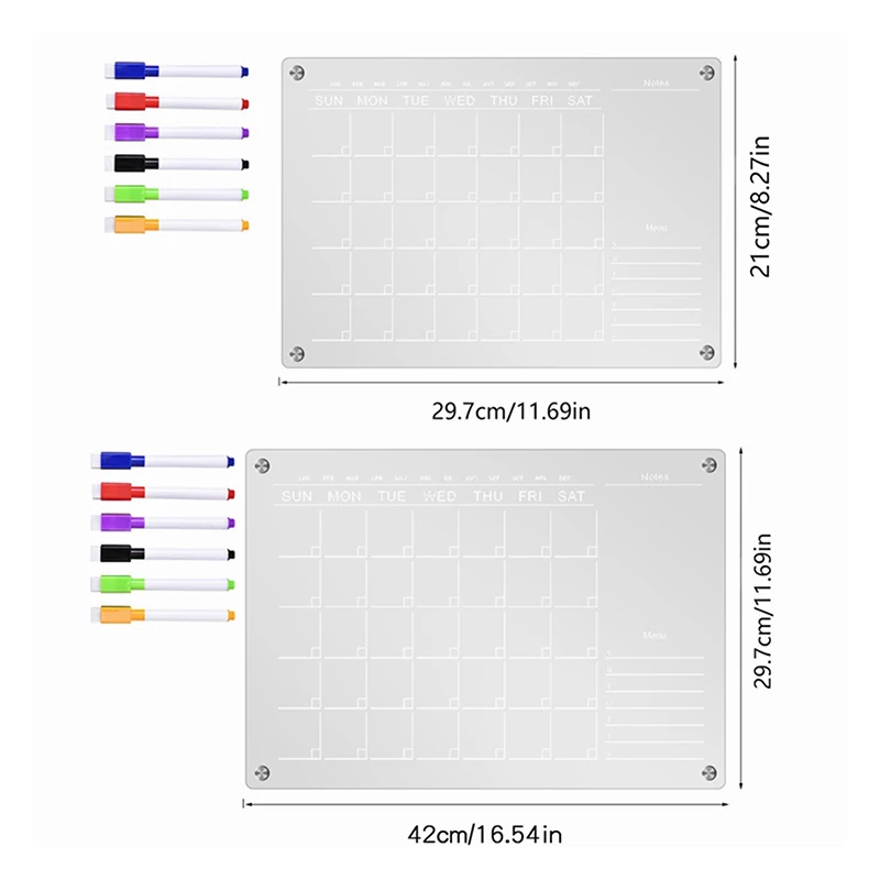 Przezroczysta akrylowa naklejka na magnes na lodówkę Kalendarz Tablica Planner Codzienny Tygodniowy Miesięczny Harmonogram Tablica suchościeralna do
