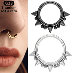 G23 Titanium Piercing 14G Punk 5 Spikes Nose Ring septum Hoop Tragus Lobe Helix Cartilage Earrings Clicker Body Jewelry