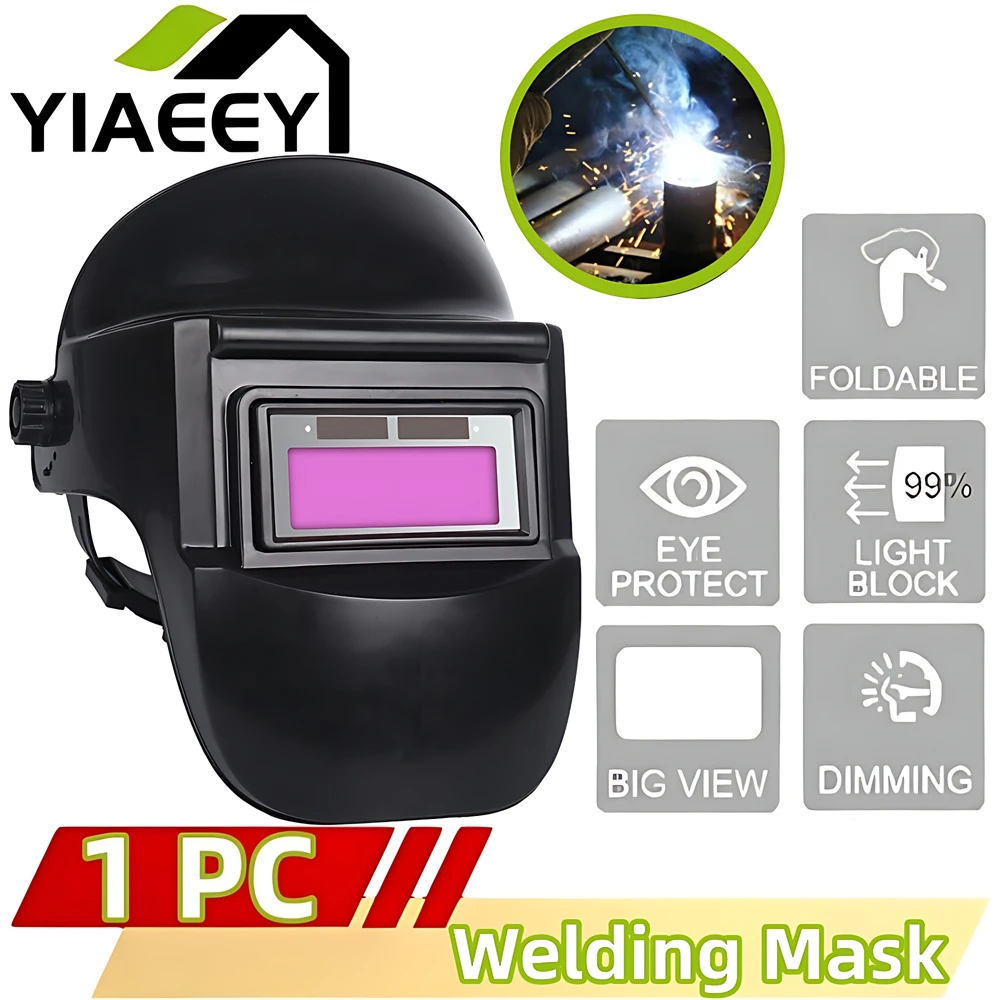 YIAEEY Welding Helmet Welder Mask Chameleon Large View True Color Solar Power Auto Darkening Welding Mask for Arc Weld Grind Cut