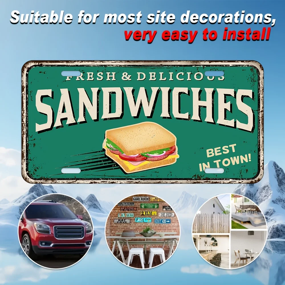 2D Flat- Vintage Metal Sandwich Sign- 