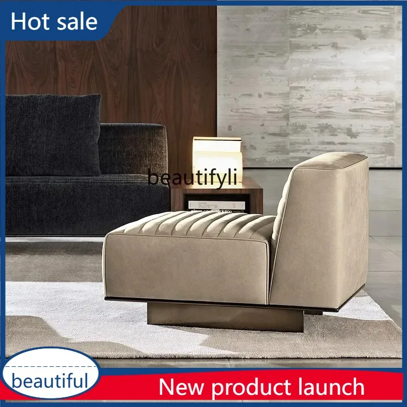 

A029 Italian minimalist leather sofa designer armchair European living room single seat leisure chair