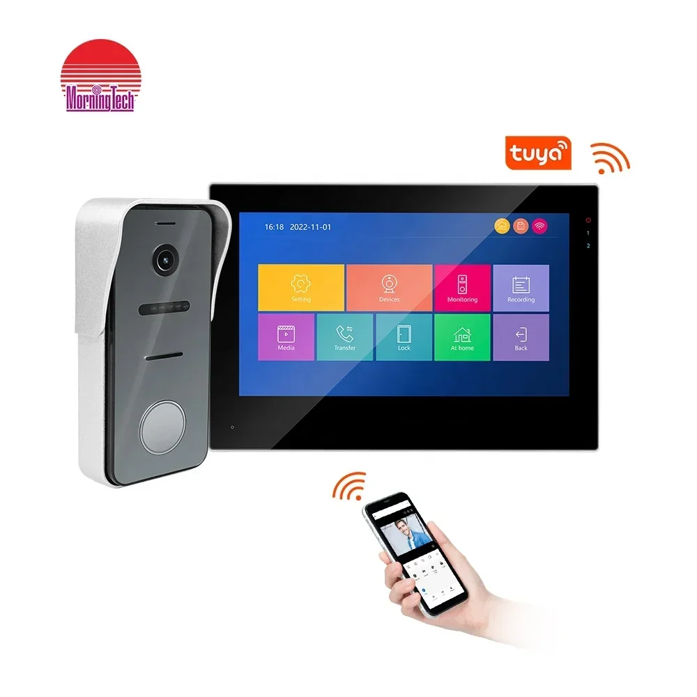 1080P Smart Video Doorbll Tuya WiFi 2 Wire Video Door Phone Dual-Way Door Intercom for Villa Home Security