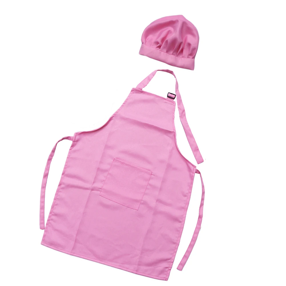 Ensemble de jeu de cuisine pour enfants, 2 pièces, cuisson, peinture, cadeau, tablier, chapeau, grand rose, épais, Durable, facile à nettoyer