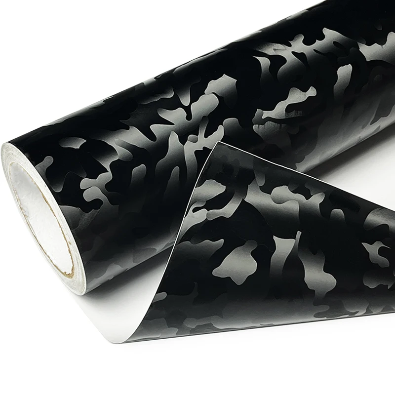 PET Ghost Black Stealth Vinyl Car Wrap Film with Air Release Self Adhesive Decal Sticker Motorcycle Automotive Wrapping Foil