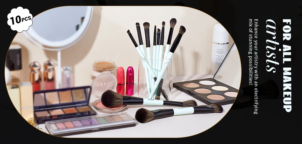 Jessup Make-up-Pinsel-Set, 2/3/6/10 Stück, doppelseitiger Foundation-Konturpinsel, Rouge, Blending, Lidschatten, Concealer, tierversuchsfrei, T500 – Detail 7