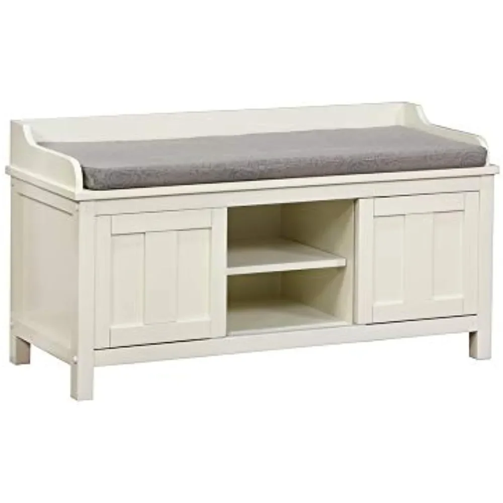 Linon Micah White Storage Bench