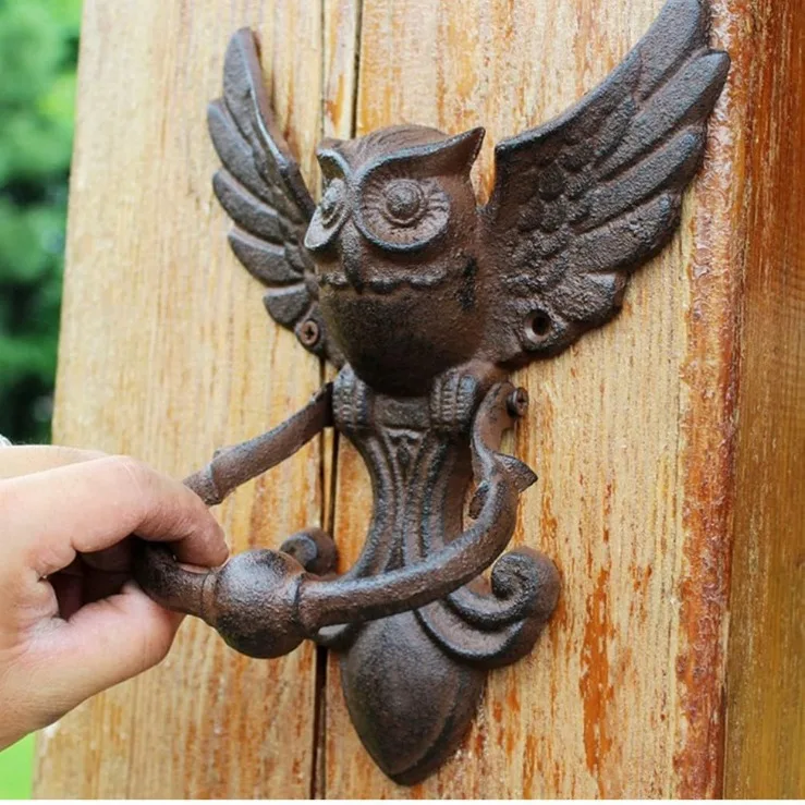 Vintage Owl Door Knock American Style Cast Iron Crafts Antique Door Handle Yard Handle