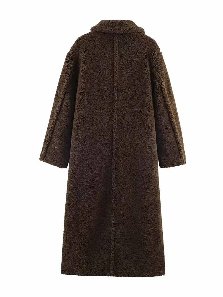 HH Women's Winter Fashion Warm Coral Velvet Long Sleeves Single Breasted Coat Jacket Female Temperament Casual Comfortable Coat