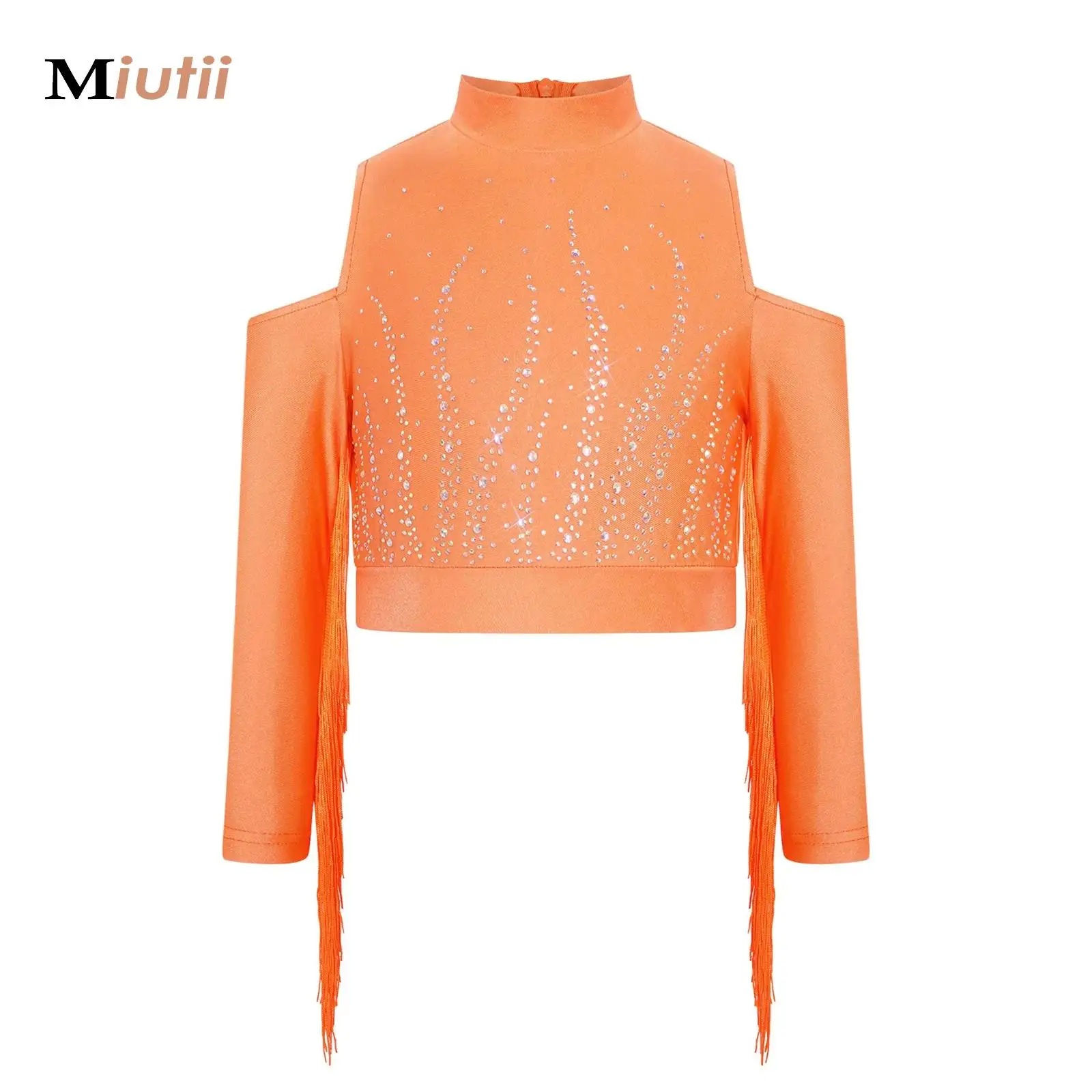

Kids Girls Ballet Dance Gymnastics Crop Tops Rhinestones Figure Skating Acrobatics Performance Workout Cheerleading Dancewear