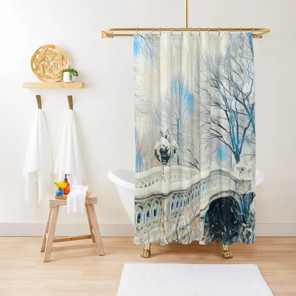 

New York during Christmas Shower Curtain Shower Set For Bathroom Accessory For Curtain
