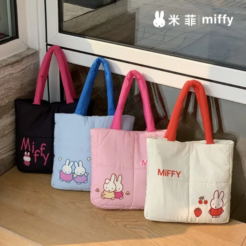 New Models Miffy Office Workers Student Single Shoulder  Lovely Large Capacity Single Shoulder Cotton Filling Macaron Color Bag