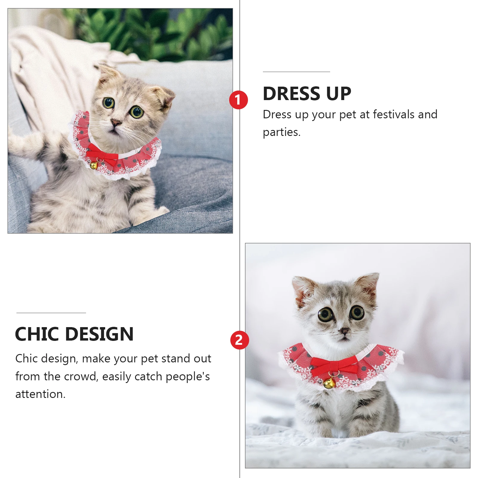 

Cat Bow Collar Lace Neckwear For Pet Cats Kitten Party Christmas Wedding Halloween Gift Comfortable Stylish Accessory Pet