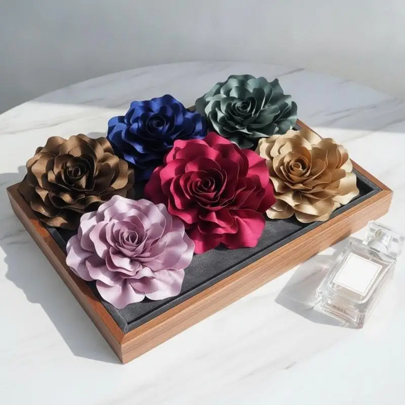 20CM Colorful Rose Flower Brooch Soft Satin Exaggerated Large Chest Pin for Women Prom Party Clothing Decor Nice Gift