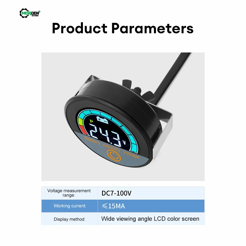 DC8-100V Waterproof LED Digital Display Voltage Gauges Round Panel Car Voltmeters with Terminals Voltmeter Battery Tester Tool