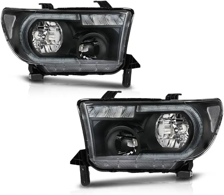 

Светодиодные фары DRL, совместимые с Toyota Tundra 2007-2013, Fit2008-2017 Toyota Sequoia, фары в сборе с прозрачными линзами, черные Housi