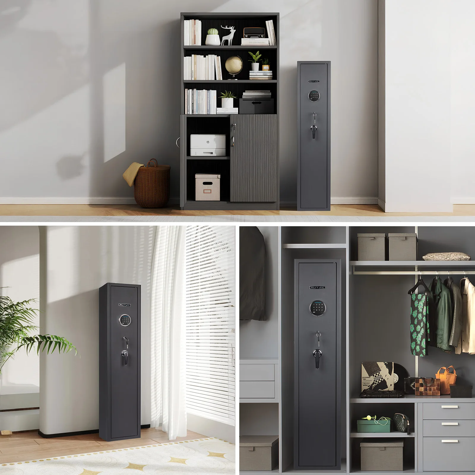 Mutak 5-7 Gun Safes for Home Rifle and Pistols Gun Cabinet with Digital Keypad/Key/Type C Port,Rifle Safe with Removable Shelf