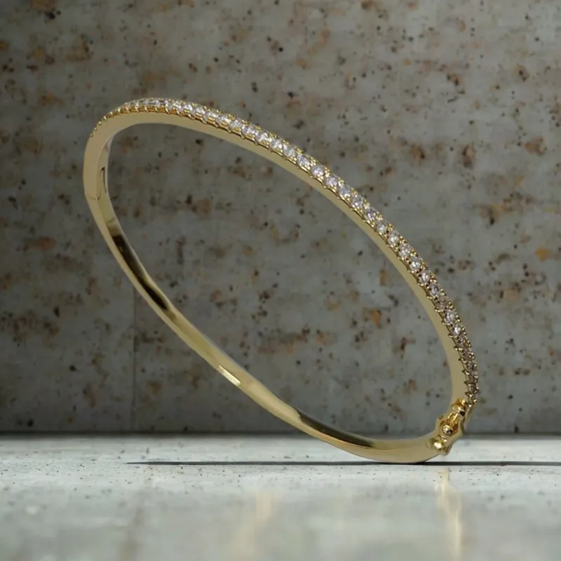 Hot Brand Pure 925 Sterling Silver Jewelry For Women Spikes Steam-punk A row Zircons Bangle Wedding Jewelry Around Rivet Bangle
