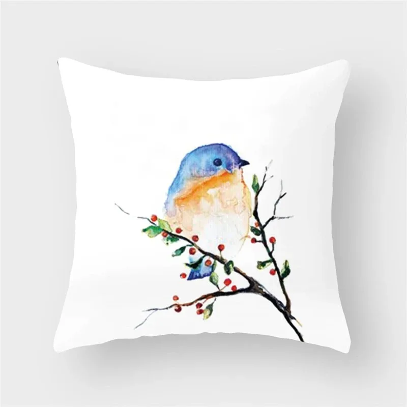 45x45cm bird watercolor print pillow case living room sofa cushion cover bedroom room dormitory bedside home decoration