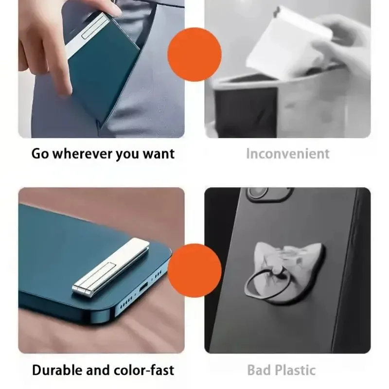 Ultra-thin Mini Magnetic Replicate Mobile Cell Phone Holder Bracket Metal Desktop Stand Universal Support Folding Kickstand Rack