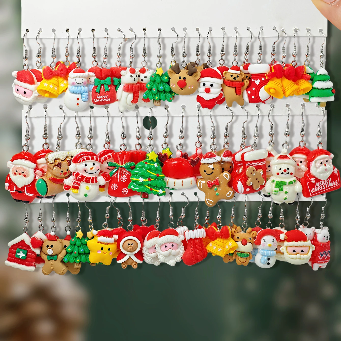 الإبداعية لطيف الكرتون سانتا كلوز شجرة عيد الميلاد الزنجبيل رجل الرنة أقراط السيدات اليومية هدية الكريسماس إعطاء مجموعة #1