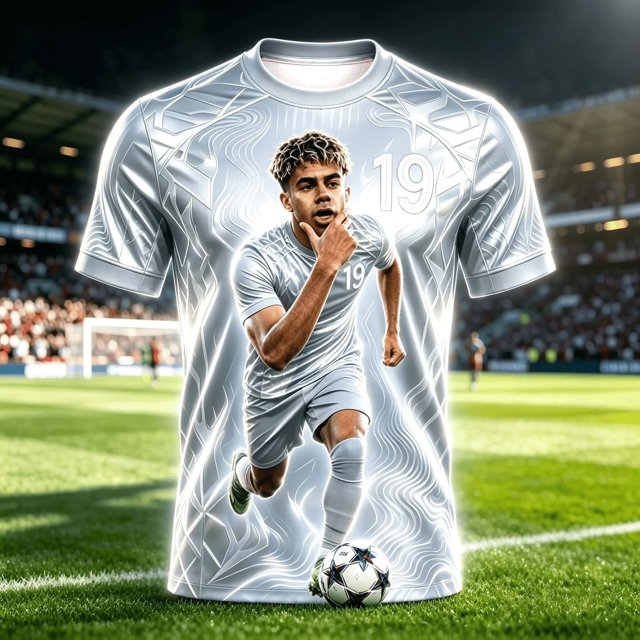 Yamal 19 Ball Lightning Starry Sky Galaxy Theme Full Print Fan Commemorative Short Sleeve Breathable Family Matchingkids T-shirt
