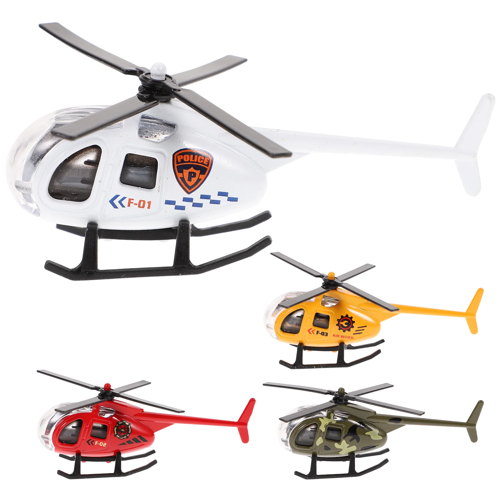 

4 Pcs Children's Airplane Model Helicopter Toys for Kids Metal Decor Office Boy Room Tabletop Desktop Cupboard