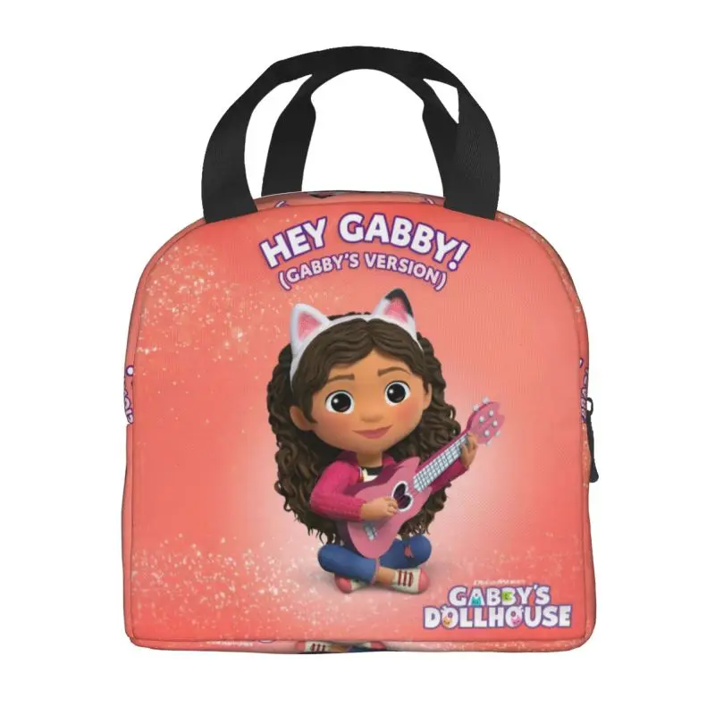 Custom Gabbys Dollhouse Lunch Bag Mulheres Gabby Mercat Refrigerador Lancheira Isolada Térmica para Crianças Escola