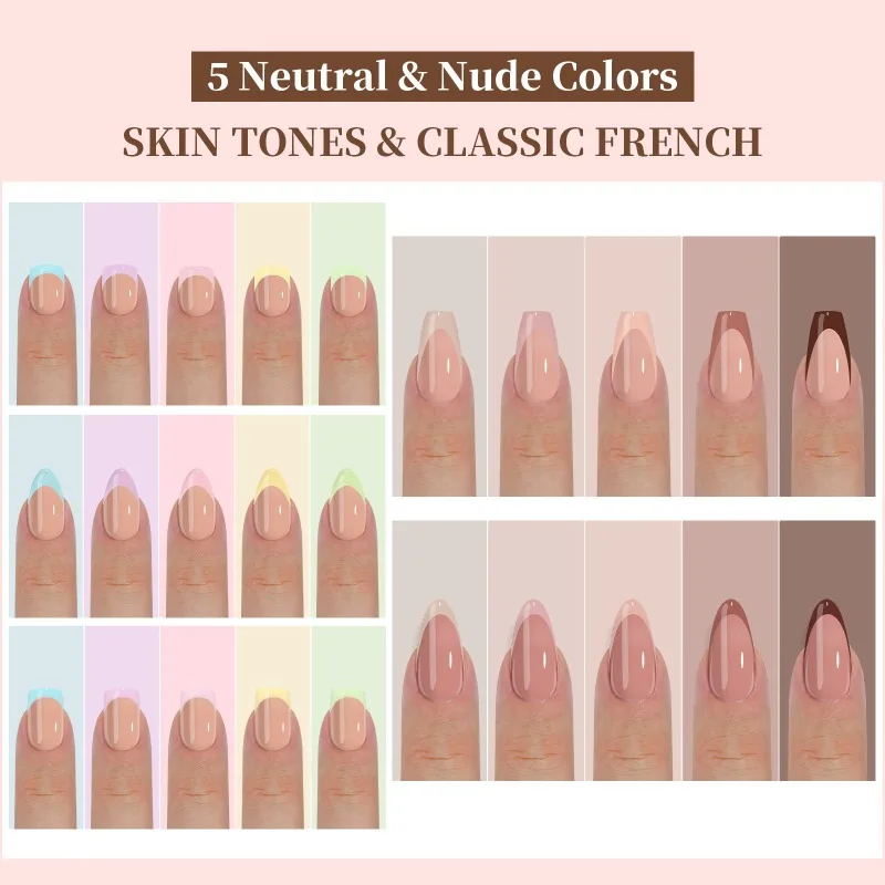 150Pcs/Box Acrylic Press on Nails Full Cover Fake False Tips Soft Gel Extension T-shaped Oval Capsule Almond Sculpted Salon DIY