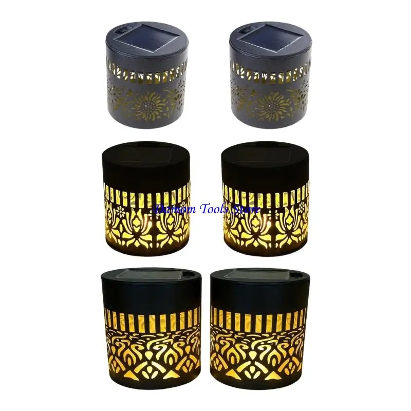 57BE 2Pieces Flower Pattern Outdoor Solar Pathway Lighting Automatic and Weather Resistant Plastic Texture for Outdoor