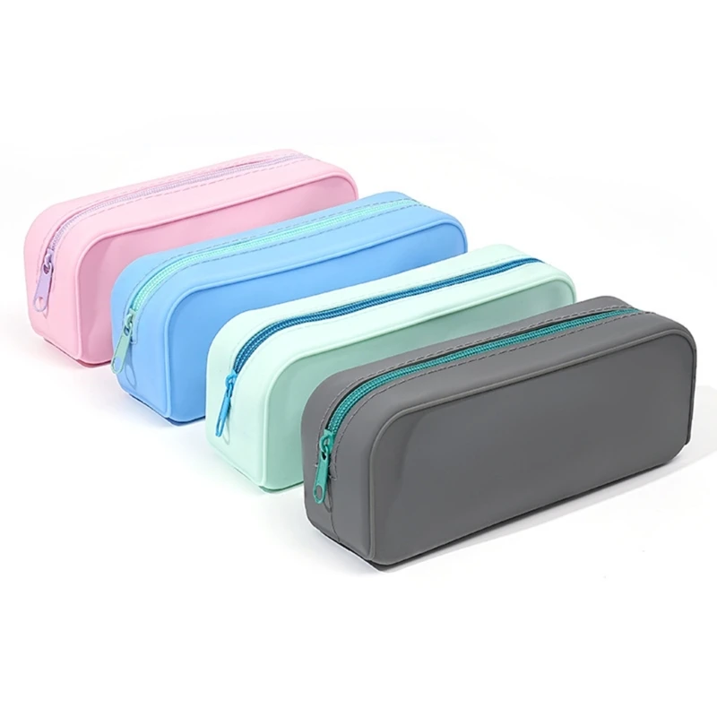 Multifunctional Pen Bag Zippered Silicone Pencil Case Large Capacity Waterproof Pencil Organiser Pouches For Student Kid