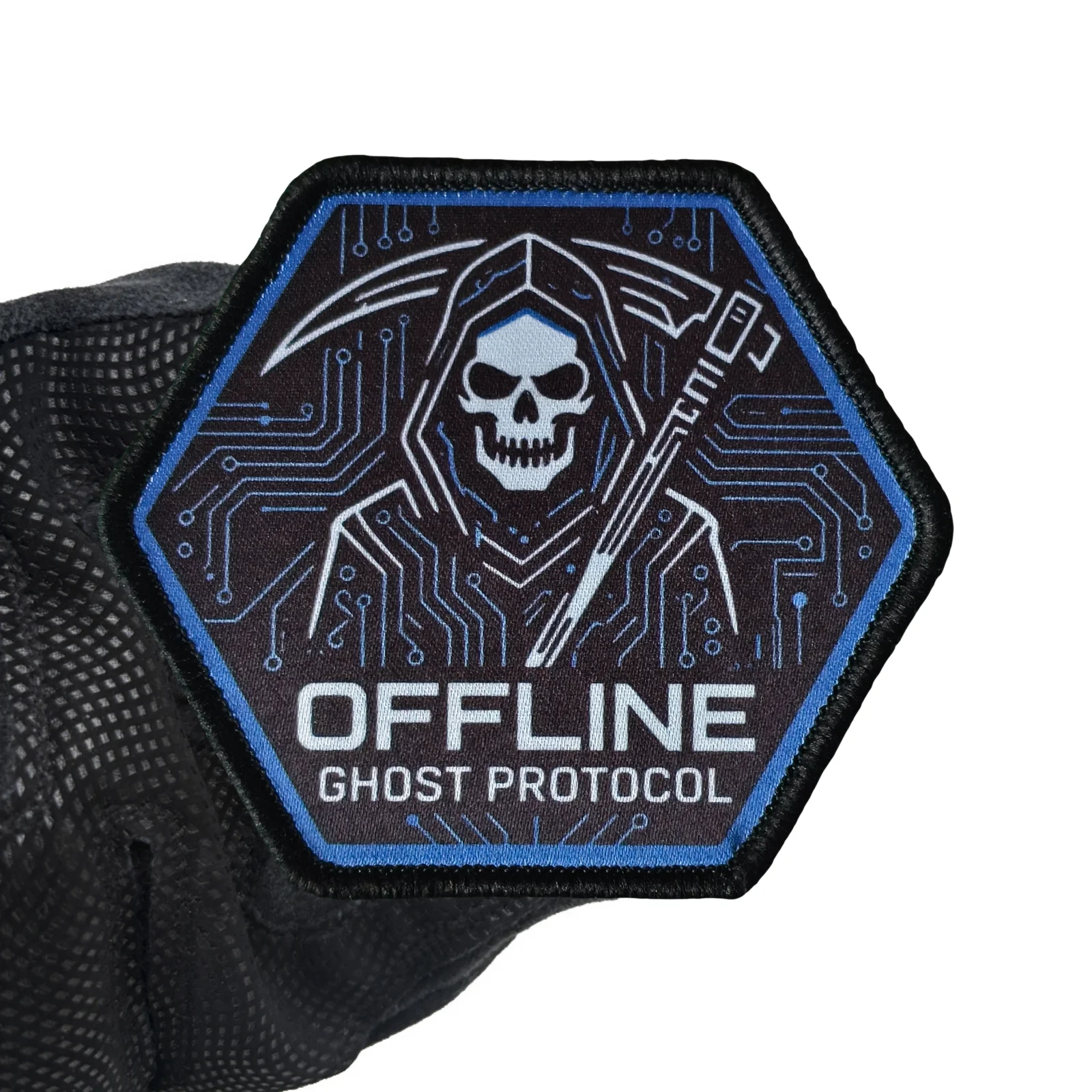 OFFLINE Printing Patch Tactical Punk Sickle Skull Hook and Loop Badge Backpack Appliques Stickers Armband Patches for Clothing