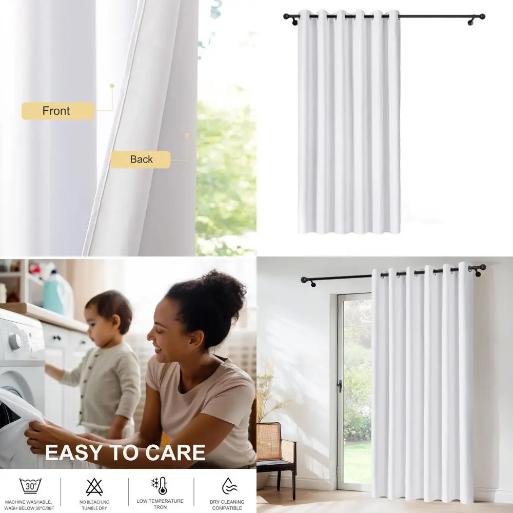 

Thermal Insulated Blackout Curtains, 80x90, Pure White, for Living & Bedroom, 1 Panel