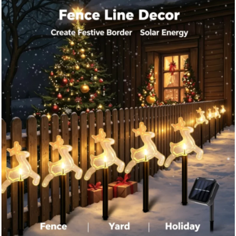 Christmas Stake Light 5 Pcs Set Star Snowflake Bell Xmas Tree Shape 8 Modes Outdoor for Garden Yard Path Patio Decoration