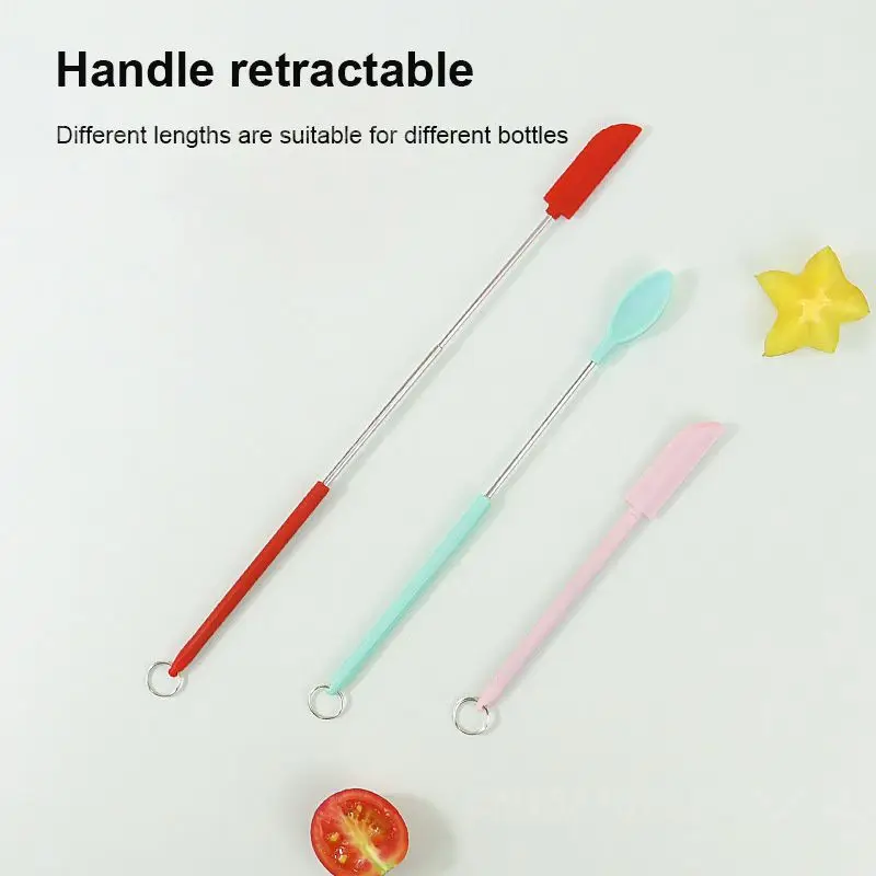 1~4PCS Telescopic Extension Rod Silicon Hanging Hole Design Kitchen Accessories Rubber Scraper Small Scraper Kitchen Baking