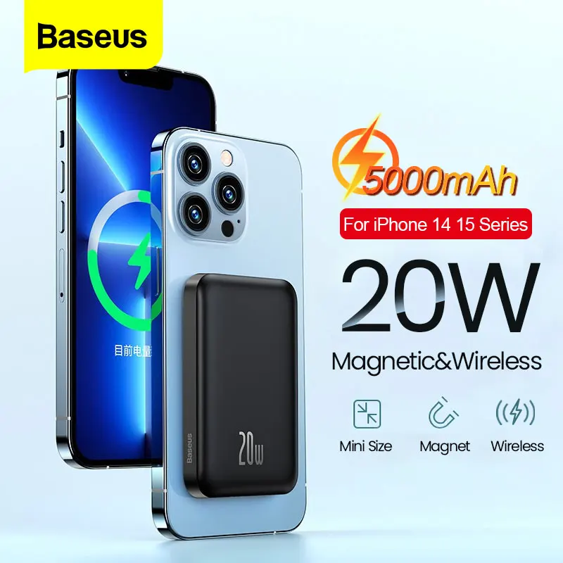 

Baseus 20W Magnetic Power Bank Wireless Fast Charging Portable Mini 5000mAh Powerbank For iPhone 15 14 Samsung External Battery