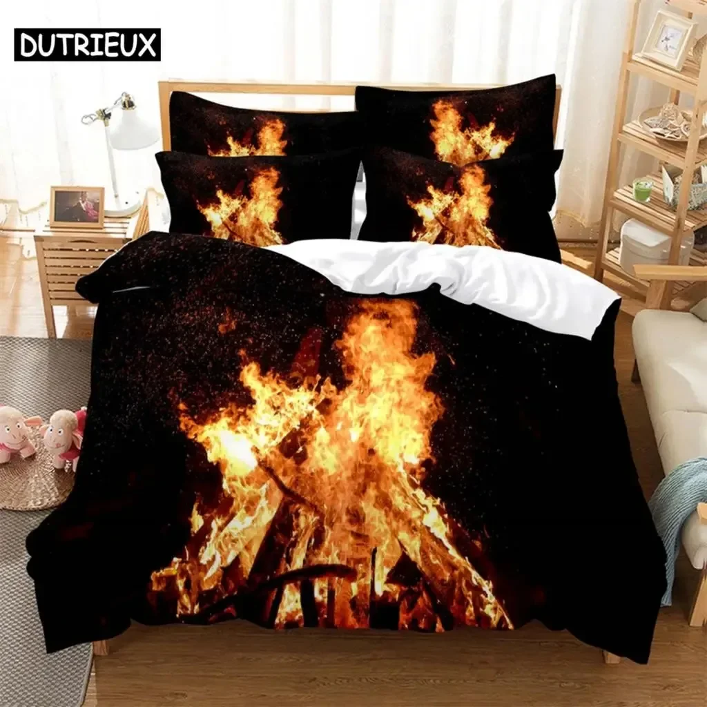 Flame Fashion Comfortable Duvet Quilt Cover Pillowcase Bedding Set Children Bedroom Decoration Home Textile