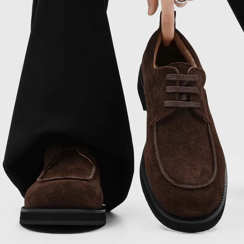 

Retro Suede Mens Dress Shoes Luxury Handmade 2026 Autumn Fashion British Style Comfortable Quality Casual Business Shoes Man