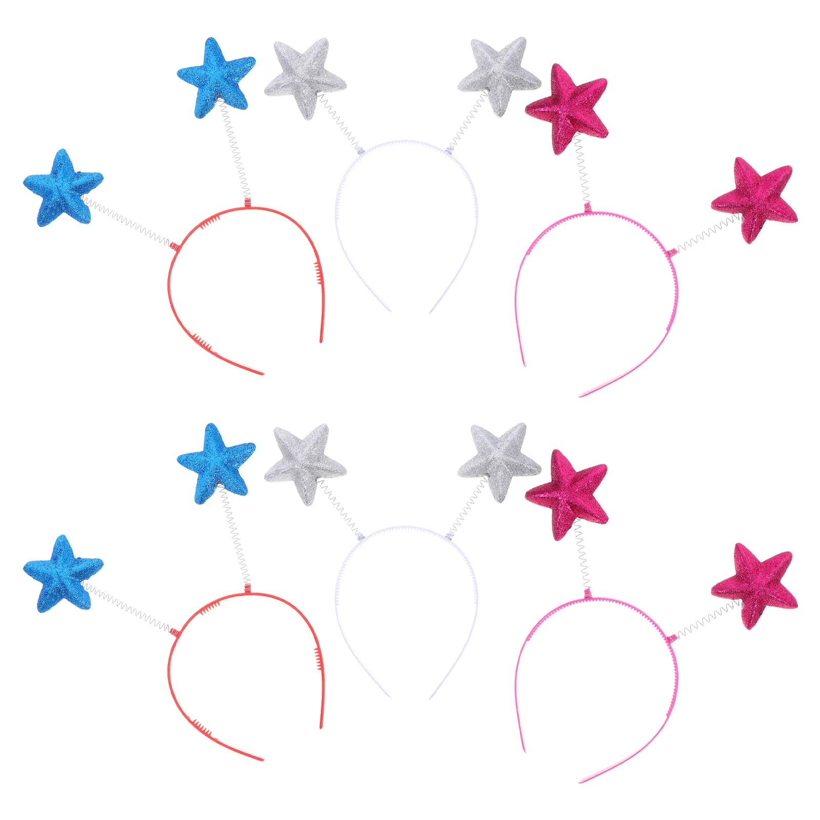 6Pcs Star Headbands Sparkly Patriotic Hair Hoop Kids Costume Accessory Independence Day Halloween New Year Party