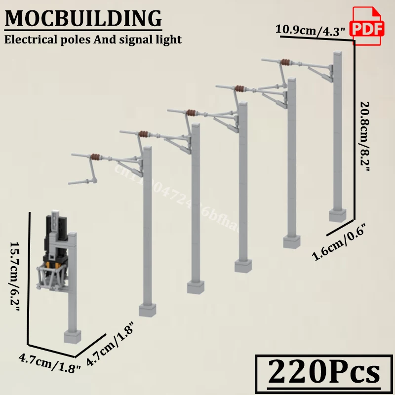 Electrical Poles And Signal Light Model City Street View Tram Accessories MOCBUILDING Utility Pole Construction Toys Gift