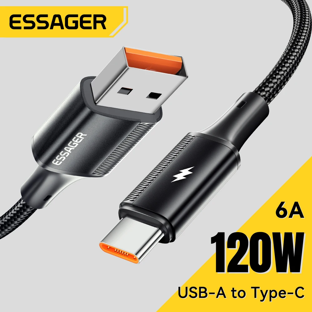 Essager 6A USB Type C Cable For Xiaomi 11 Realme Huawei 120W Fast Charging Charger USB C Data Cord Type C Cable For Samsung OPPO