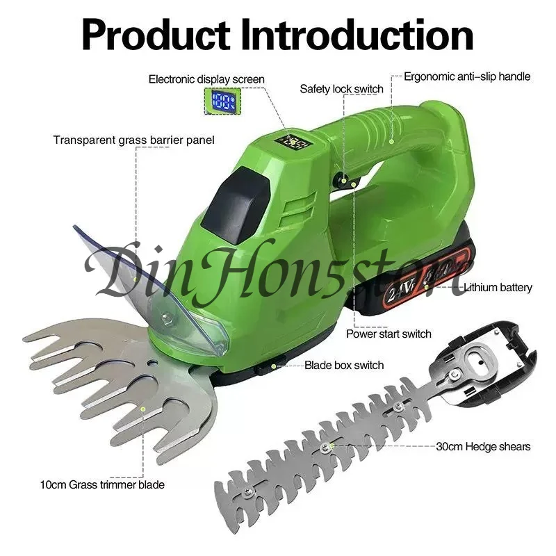 Rechargeable single-handed hedge trimmer lithium battery lawn mowing and pruning electric small green gardening pruning tool