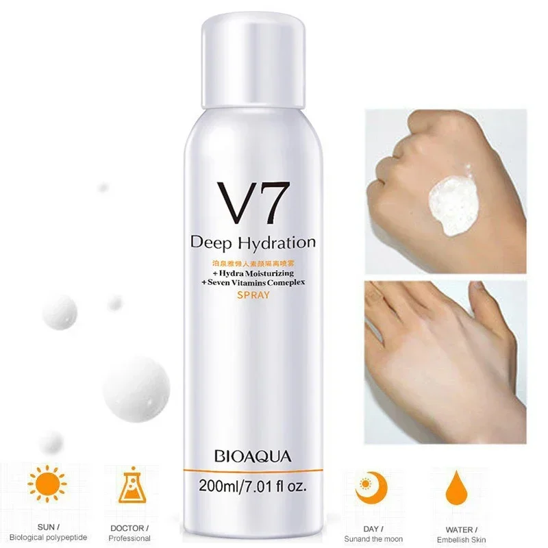 200ML Whitening Concealer Sunscreen Isolation Spray Waterproof V7 Hydration Moisturizing Contains 7 Skin Care Vitamins Complex