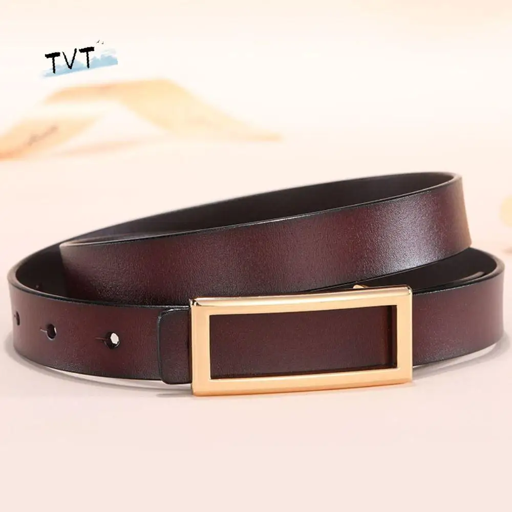 

Casual Fashion Genuine Leather Belts Rectangle Buckle Adjustable Dress Belt Decorative Elegant Waist Belt Personalized