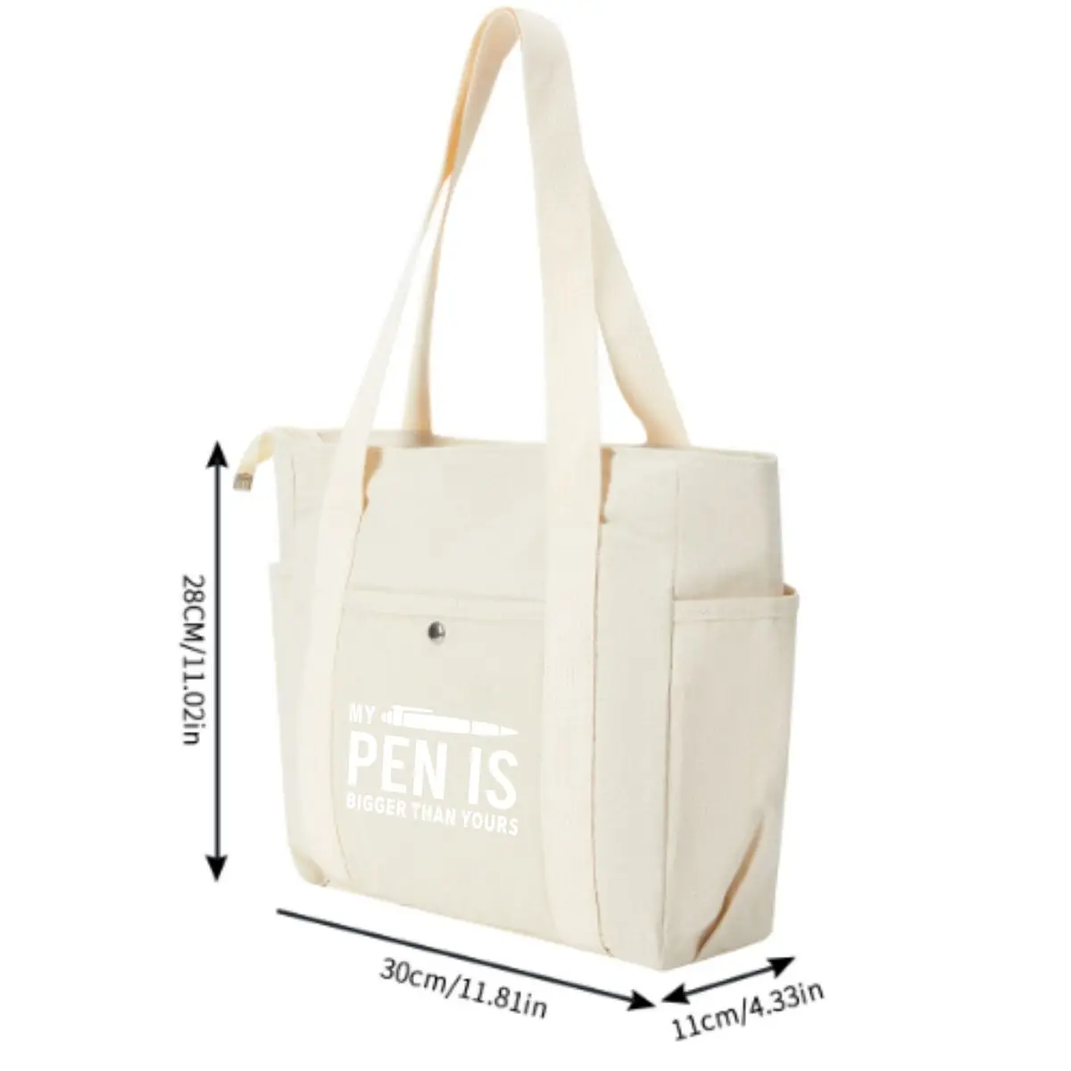 

Pen Is Bigger Humorous Bold Text Art Women's Minimalist Shoulder Bag Multi-Pocket Daily Tote