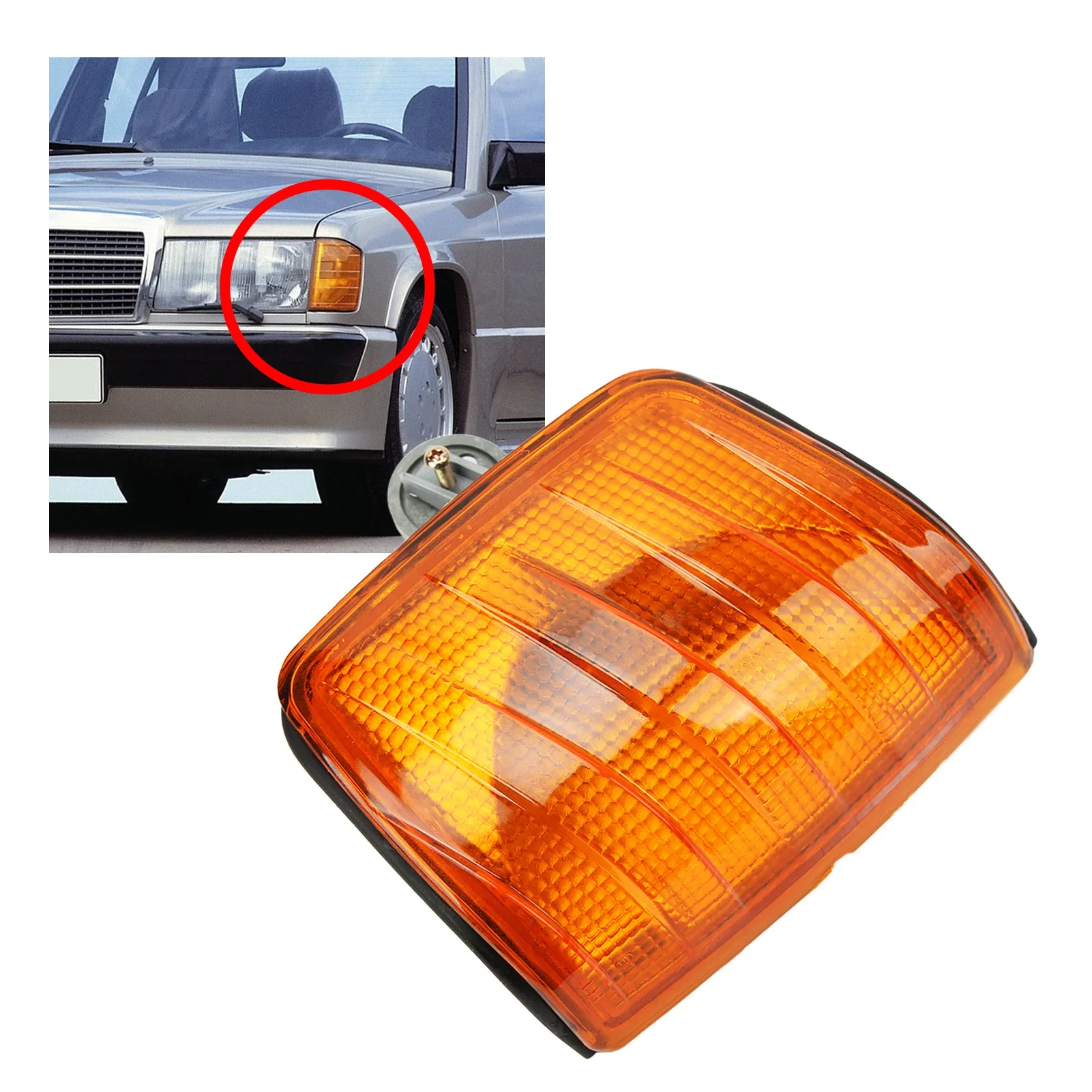 Front Turn Signal Corner Light Bright Light Shockproof Clear Visibility Fit For Mercedes-Benz 190 W201 1982‑1993 Left or Right