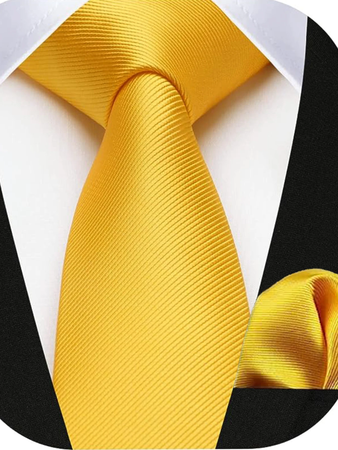 JEMYGINS Herren-Krawatte, schmal, einfarbig, 6 cm, Seidenkrawatte, Einstecktuch-Kombi-Set, geeignet für Herren, Geburtstagsgeschenke, Hochzeiten, Business – Detail 9