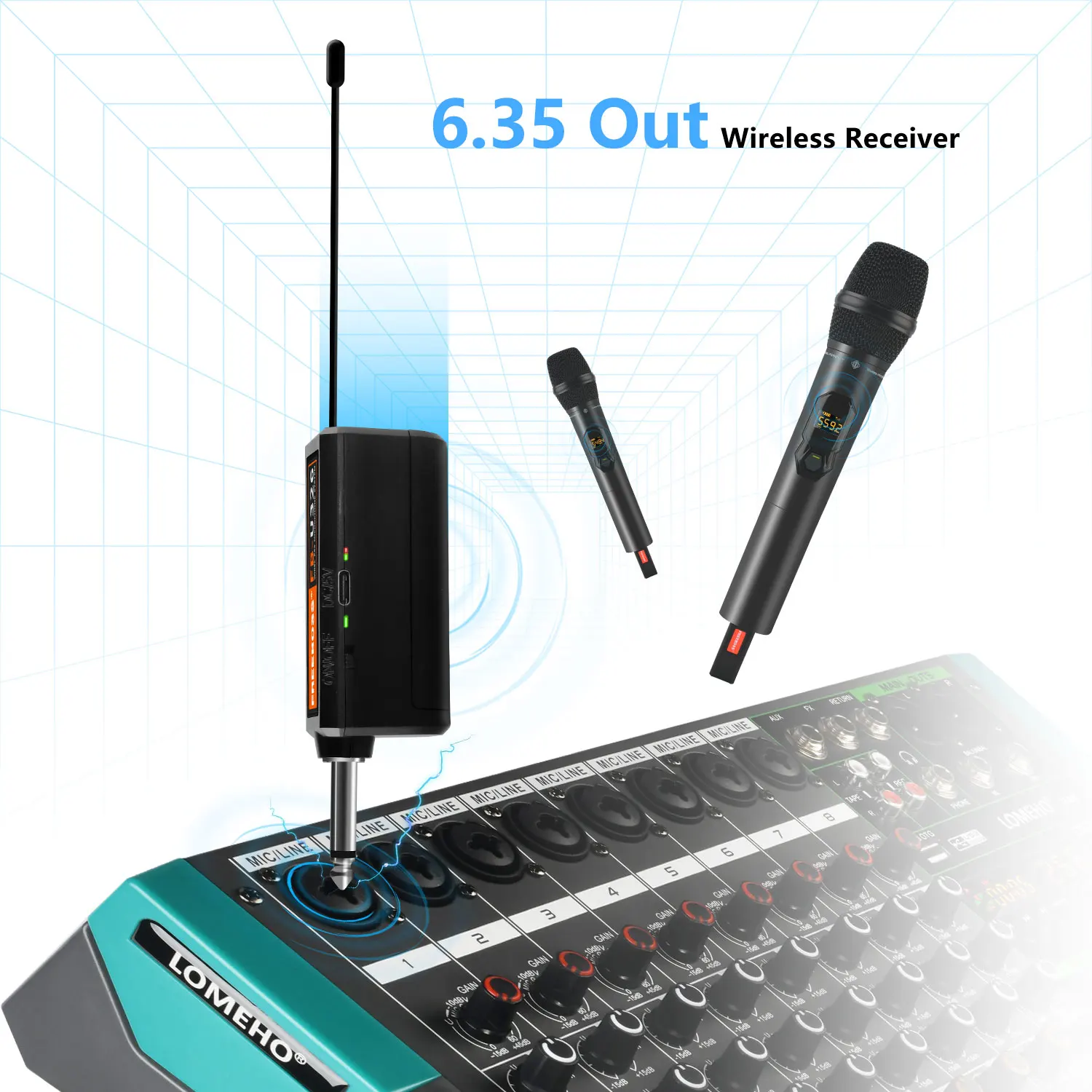 ワイヤレスマイクシステム　FREEBOSS FB-U32 FREEBOSS 2 Channels Wireless Microphone UHF Multi-Frequency Dual