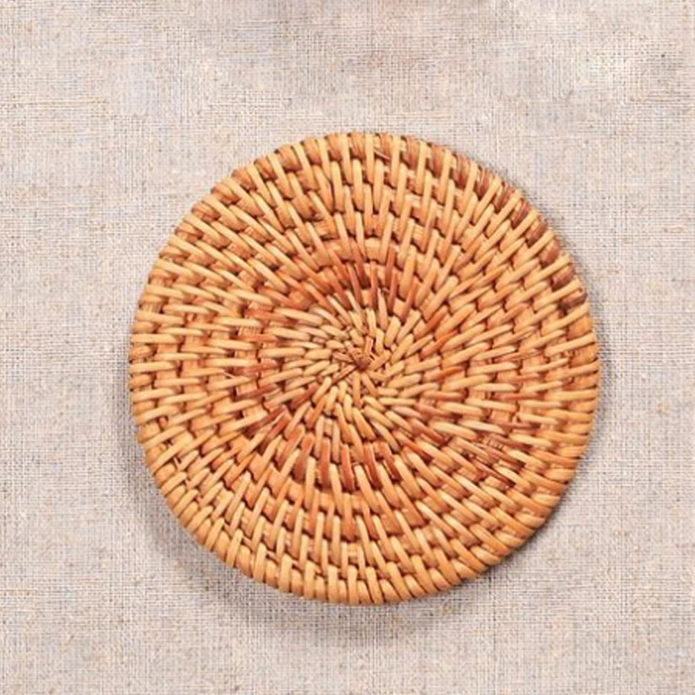 

Decorative Rattan Heat Resistant Non- Mat For Kitchen Dining Table Cup Holder Round Pad Furniture Mat