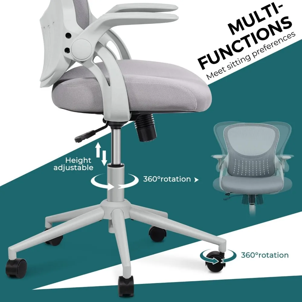 SMUG-Silla de escritorio para juegos de ordenador de oficina, ergonómica, con respaldo medio, giratoria, de trabajo, con brazos abatibles, soporte Lumbar, 2024